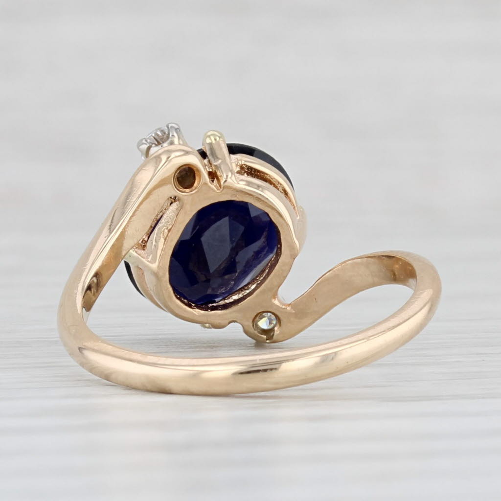 Light Gray 2.42ctw Blue Iolite Diamond Ring 14k Yellow Gold Size 6.5 Bypass