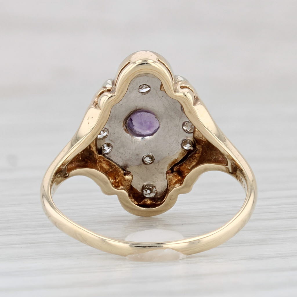 Light Gray Vintage 032ctw Amethyst Diamond Ring 14k Gold Size 7