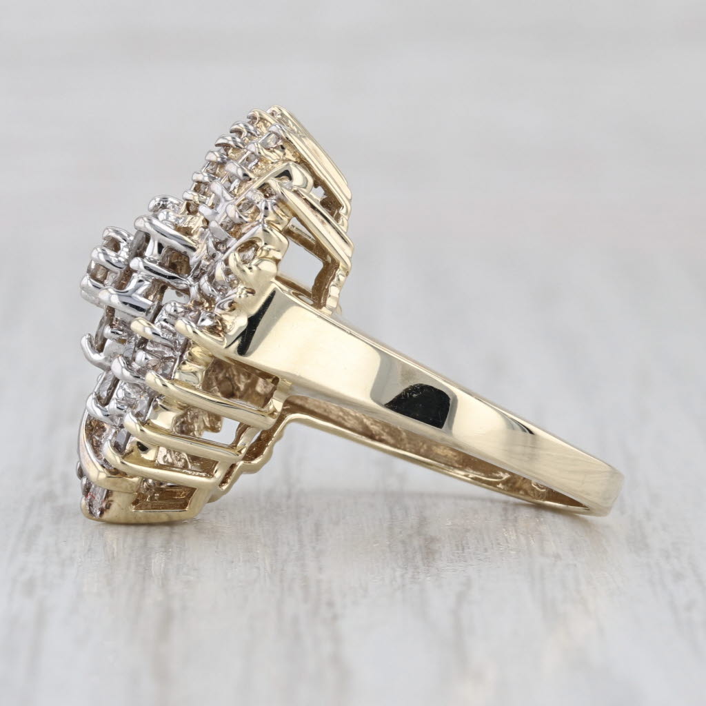 2ctw Diamond Cluster Cocktail Ring 10k Yellow Gold Size 10 Flower Swirl