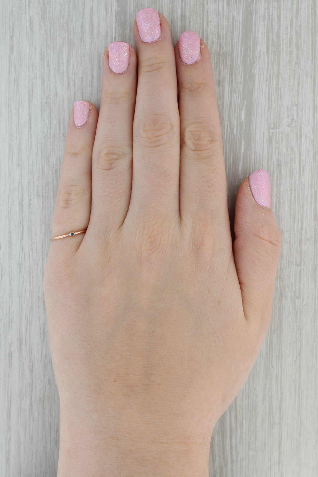 Dark Gray Blue Diamond Solitaire Ring 14k Rose Gold Size 6 Stackable Band
