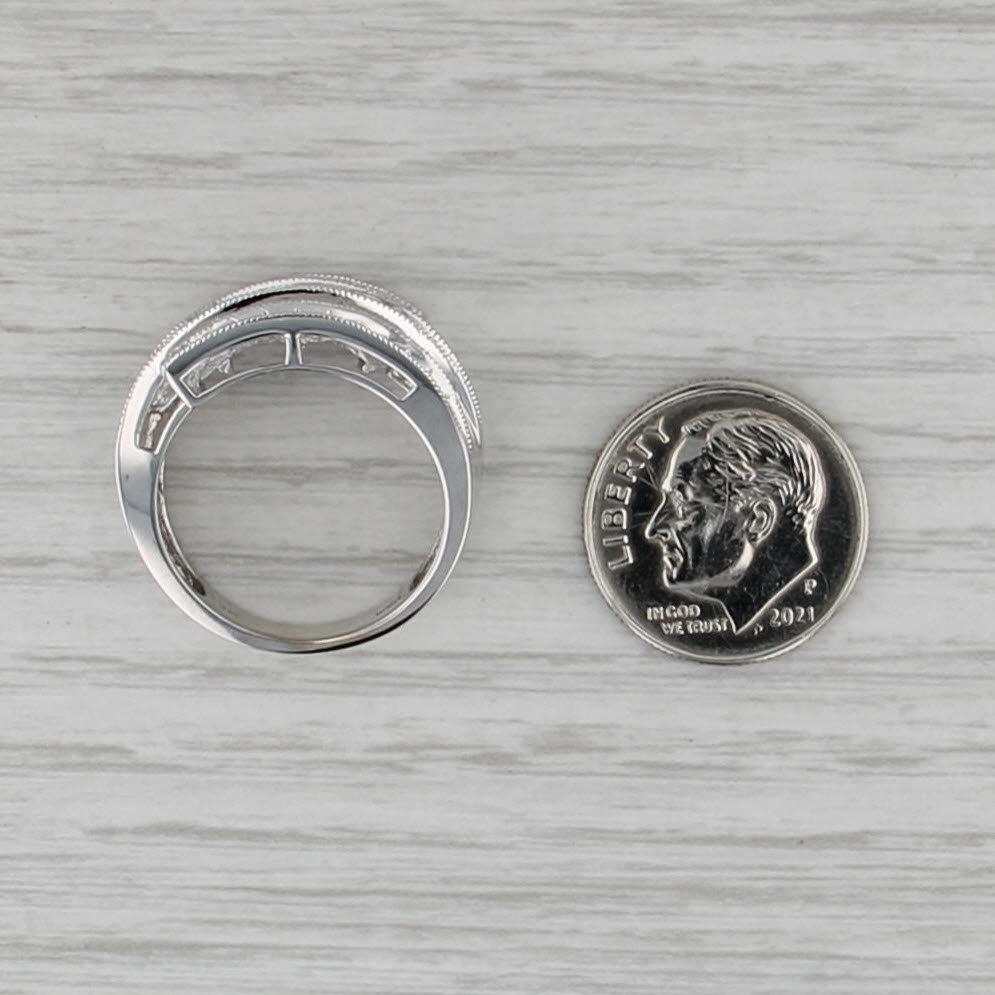 2.38ctw Multicolor Sapphire Diamond Bypass Ring 14k White Gold Size 7-7.25