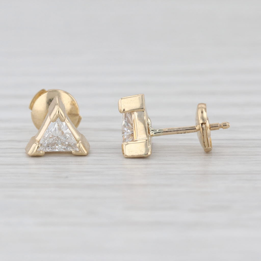 New 1.24ctw VS1 E Trillion Lab Grown Diamond Stud Earrings 14k Gold Studs