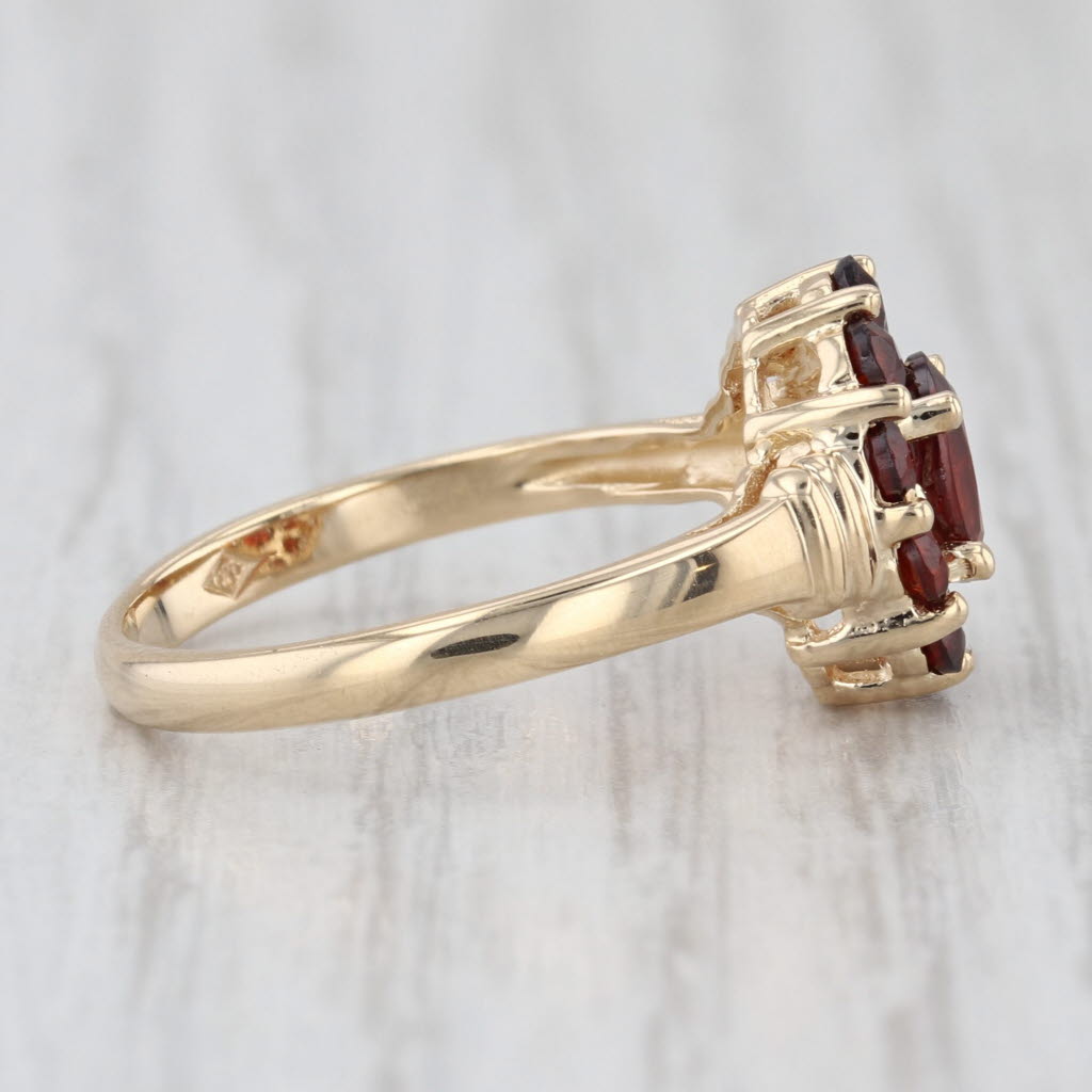 1.25ctw Oval Garnet Halo Cluster Ring 14k Yellow Gold Size 6.5