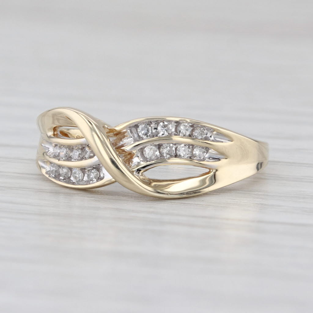 0.10ctw Diamond Overlay Ring 10k Yellow Gold Size 7 Wedding Band