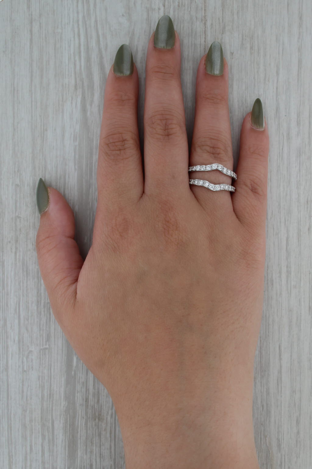 0.88ctw Diamond Ring Jacket Guard Wedding Band 14k White Gold Size 8.5