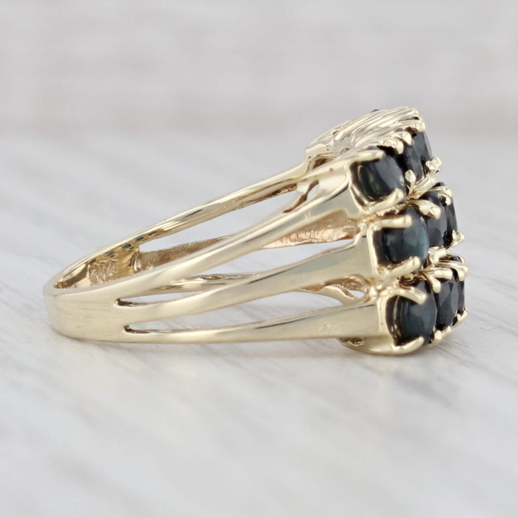 Light Gray 3ctw Blue Sapphire Cluster Ring 10k Yellow Gold Size 8 Cocktail