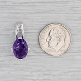Gray 4.04ctw Oval Amethyst Diamond Pendant 14k White Gold Drop