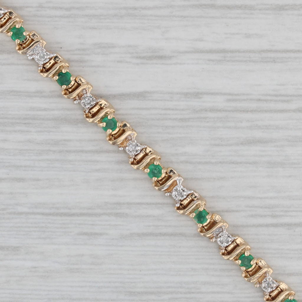 Gray 1.10ctw Emerald Diamond Tennis Bracelet 14k Yellow Gold 7.25" 3.7mm