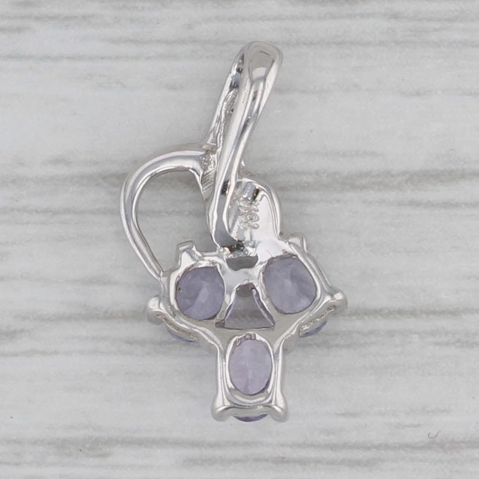 Gray 0.56ctw Tanzanite 3-Stone Pendant 10k White Gold Small Drop