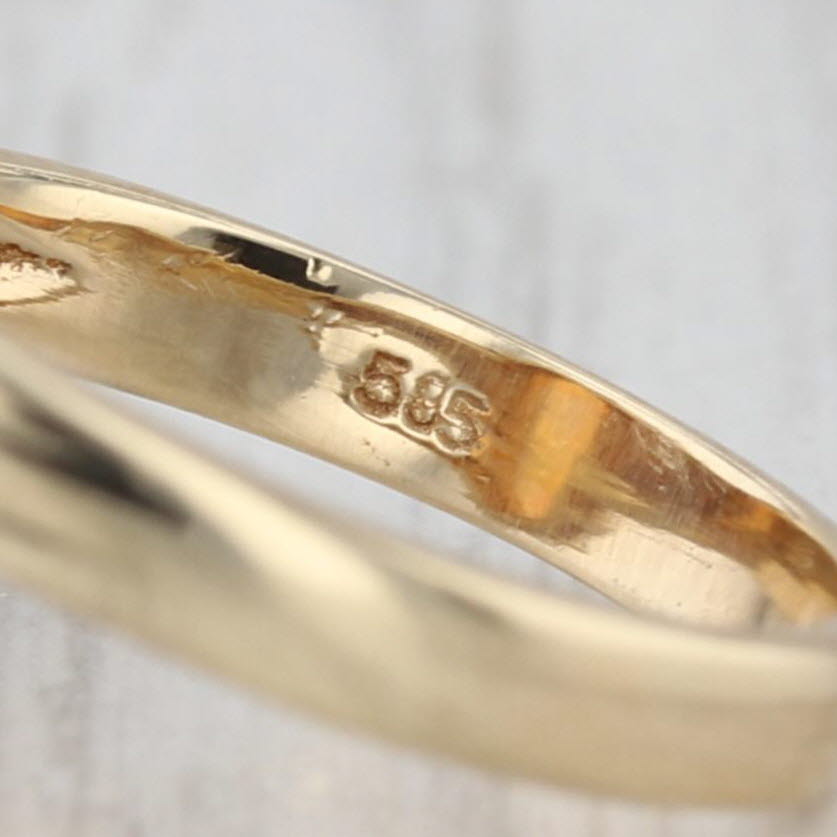 Marquise Opal Cabochon Diamond Ring 14k Yellow Gold Bypass Size 5.5