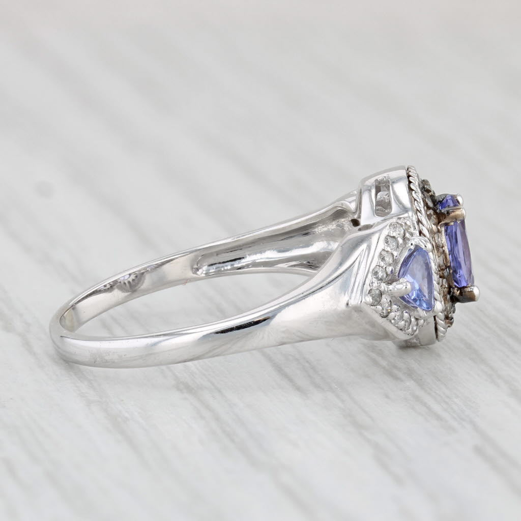 Light Gray 0.79ctw Tanzanite Diamond Halo Ring 14k White Gold Size 8