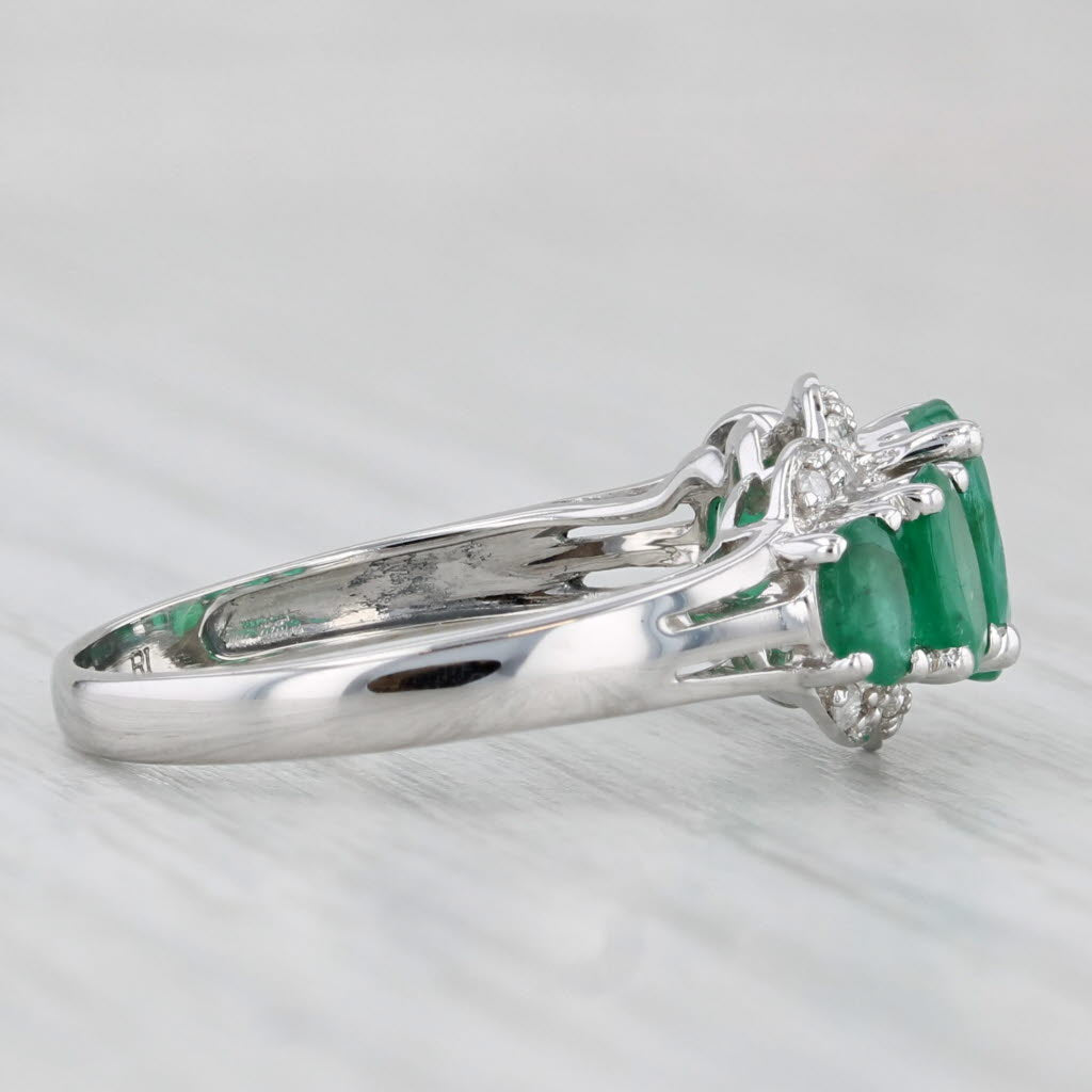 Light Gray 1.88ctw 5-Stone Emerald Diamond Ring 14k White Gold Size 6