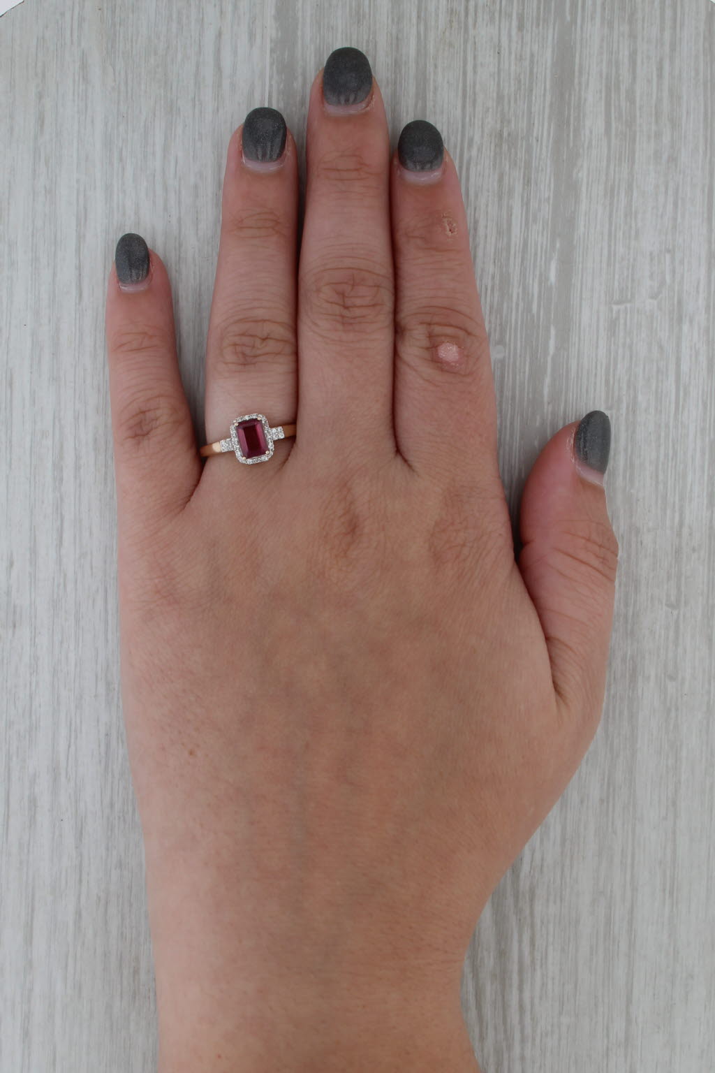 1.26ctw Garnet Diamond Halo Ring 10k Yellow Gold Size 7.25
