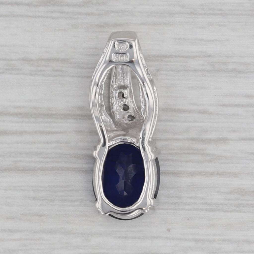 Gray 2.32ctw Lab Created Blue Sapphire Diamond Pendant 10k White Gold