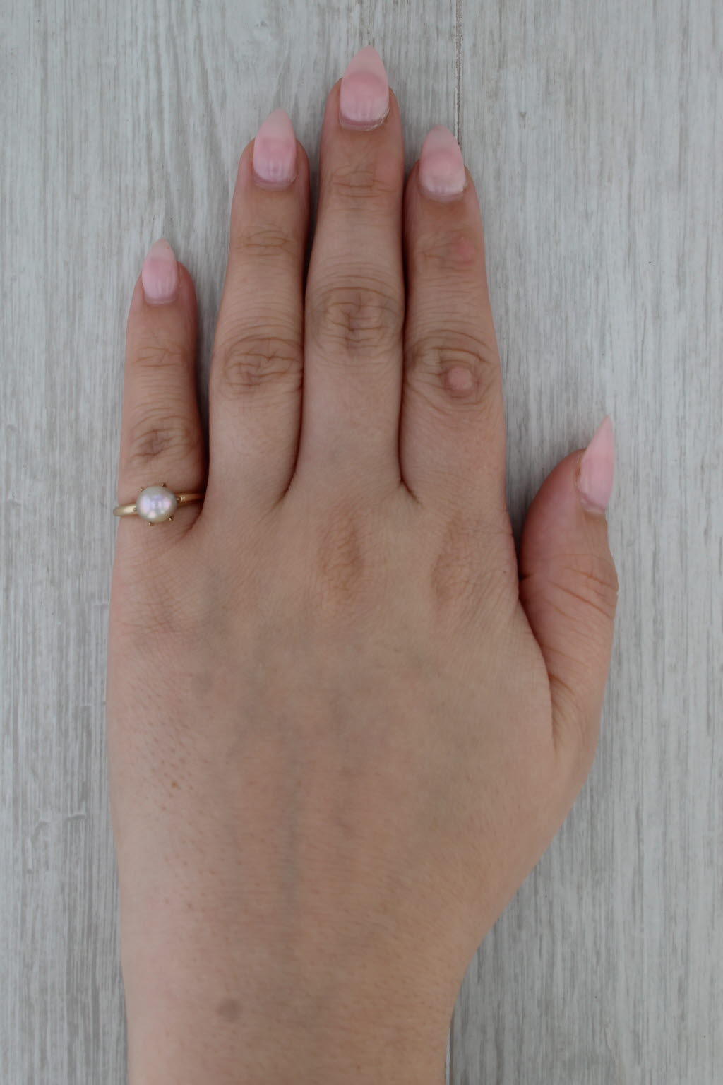 Gray Saltwater Cultured Pearl Solitaire Ring 14k Yellow Gold Size 5