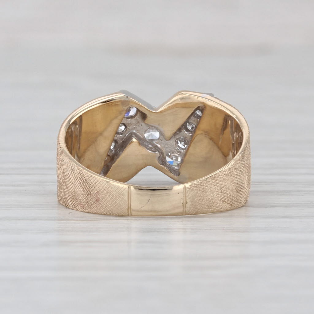 Vintage 0.21ctw Diamond Zig Zag Lightning Bolt Ring 14k White Yellow Gold