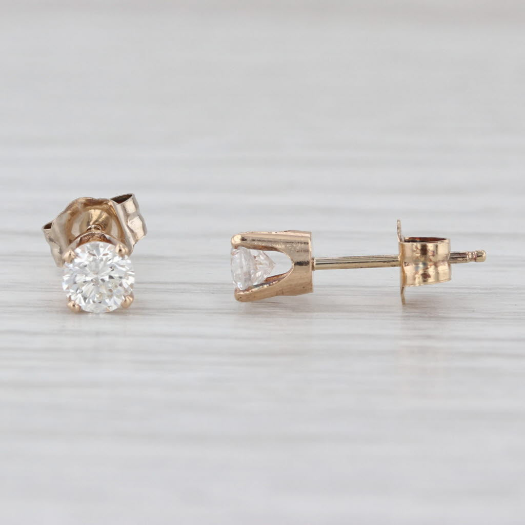 0.40ctw Diamond Stud Earrings 14k Yellow Gold Round Solitaire Studs
