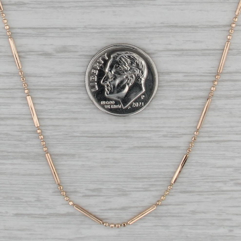Bar Bead Chain Necklace 14k Rose Gold 16" 1.1mm Beverly Hills Gold