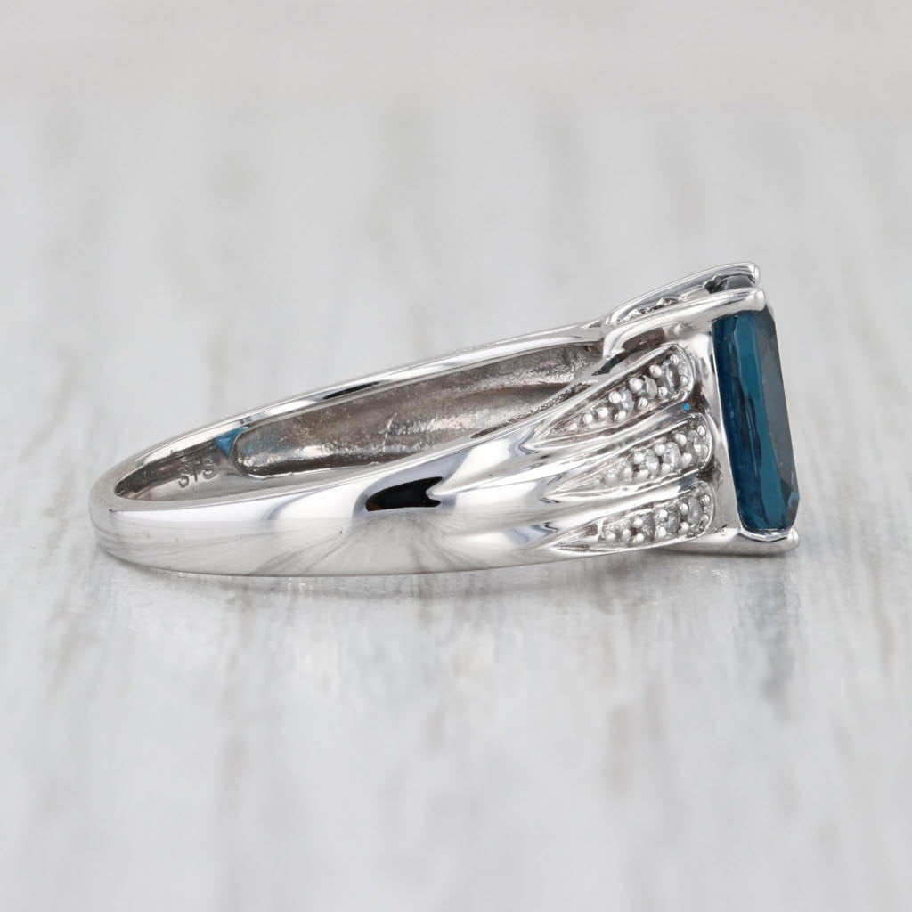3.12ctw London Blue Topaz Diamond Ring 10k White Gold Size 6.75