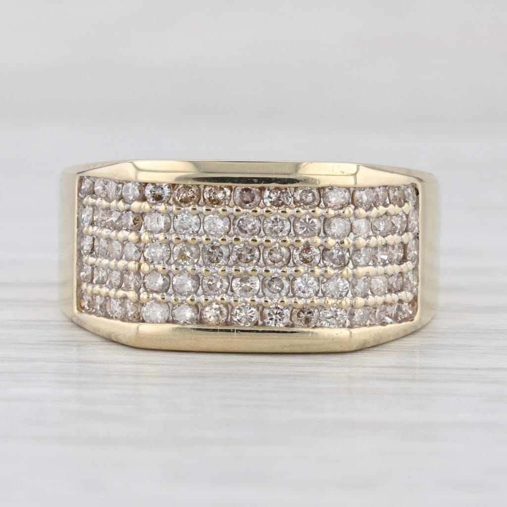 1.50ctw Pave Diamond Ring 14k Yellow Gold Size 10.75 Men's Wedding Band