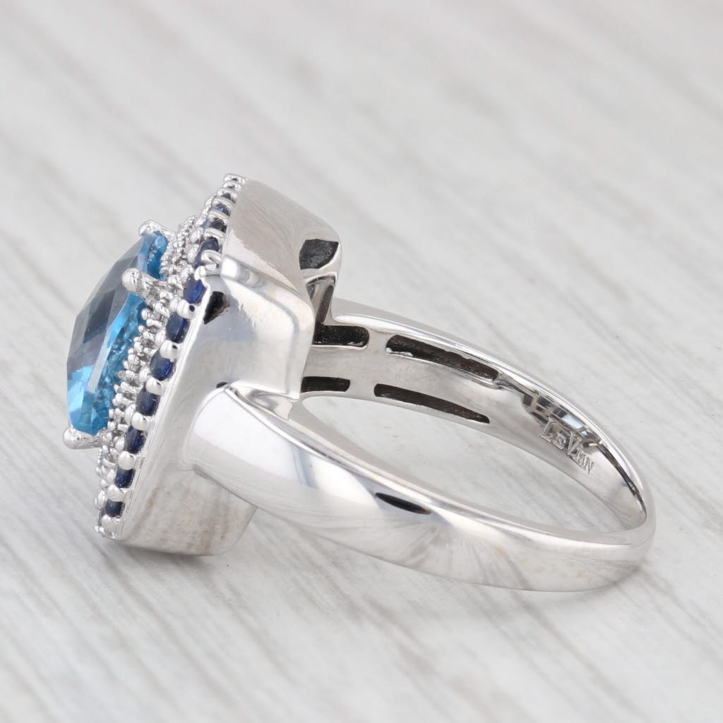 Light Gray Le Vian 3.42ctw Blue Topaz Sapphire Diamond Halo Ring 14k White Gold Size 6.5