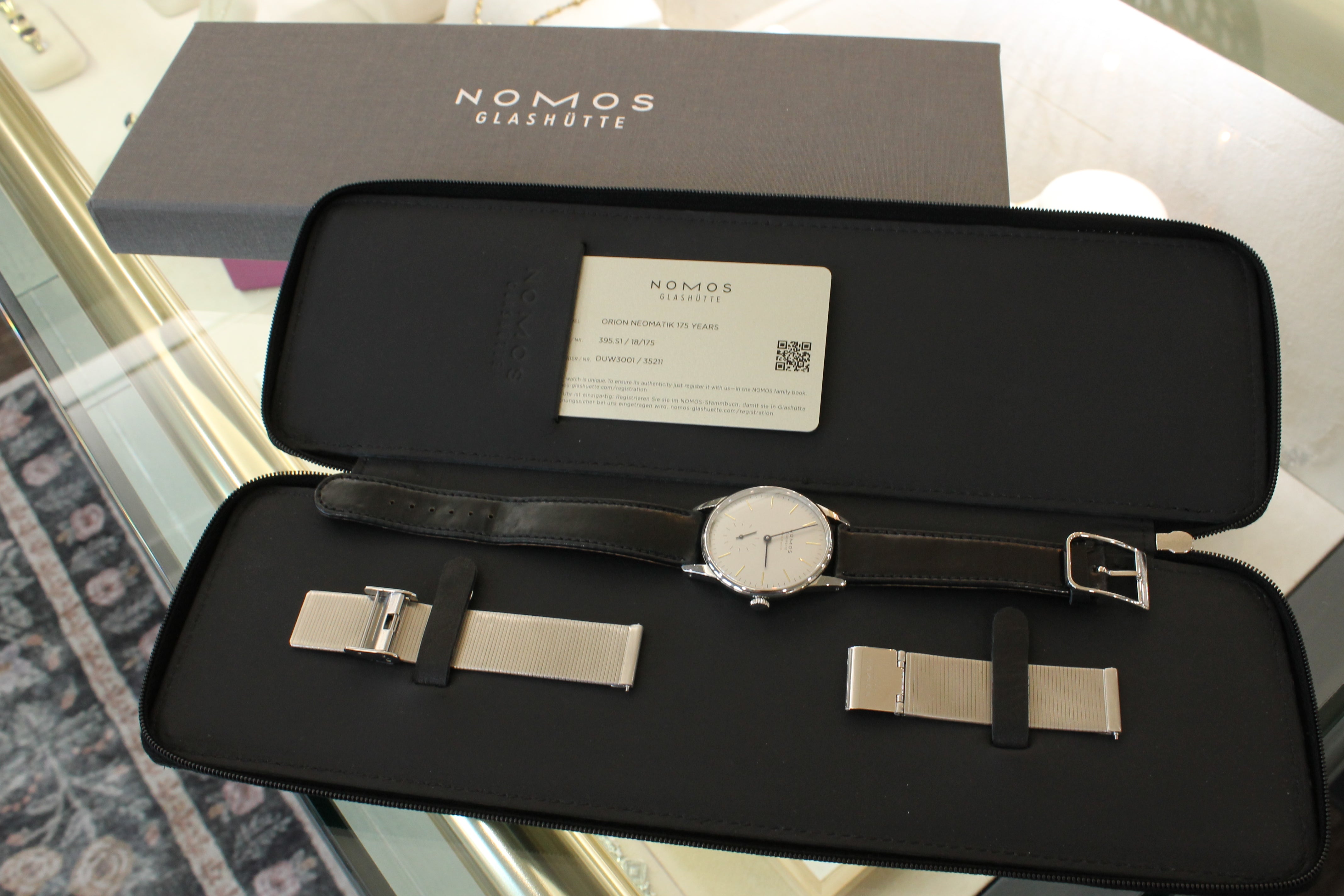 Gray Nomos Orion Neomatik 36mm 175 Years of Watchmaking 395.s1 Automatic Watch w Box