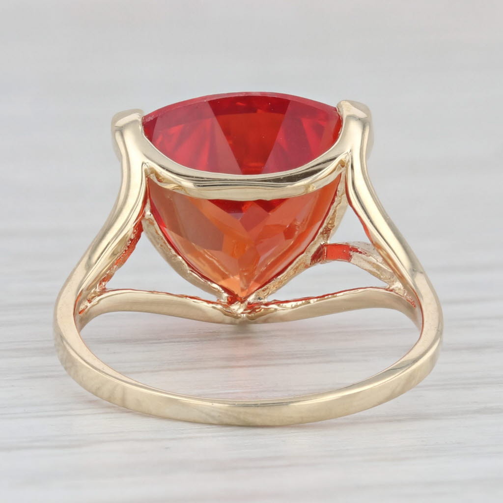 Light Gray 7.75ct Lab Created Red Sapphire Trillion Solitaire Ring 10k Yellow Gold Size 6