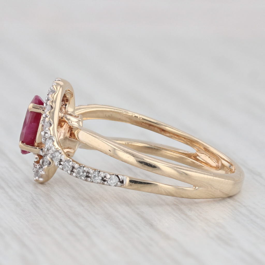 Light Gray 0.66ctw Ruby Diamond Crossover Ring 10k Yellow Gold Size 5.5