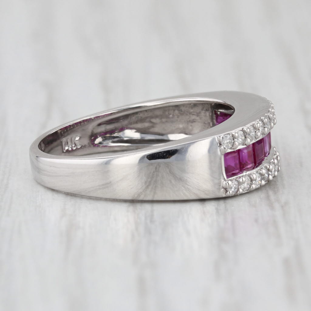 1.04ctw Ruby Diamond Ring 14k White Gold Size 7-7.25 Bridal Band