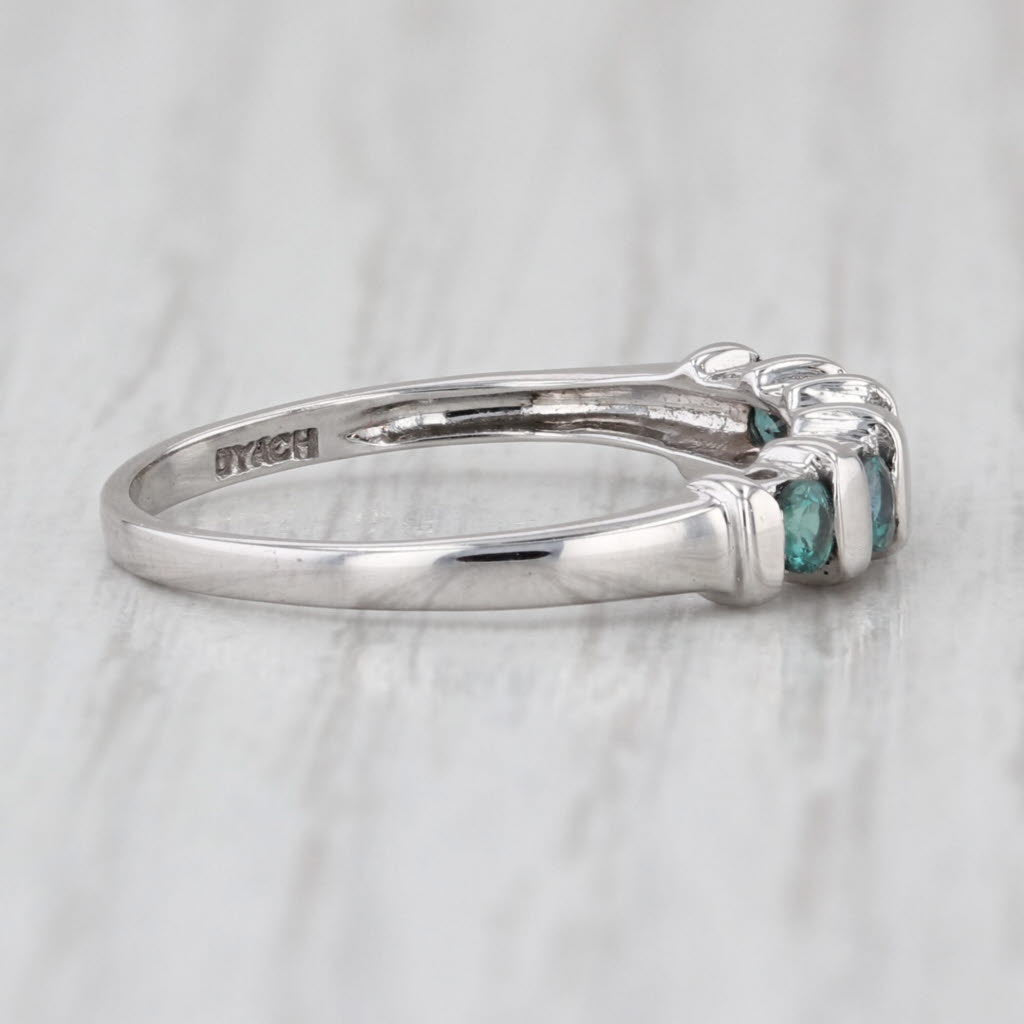 0.30ctw Blue Green Alexandrite Ring 14k White Gold Size 7 Stackable Wedding Band