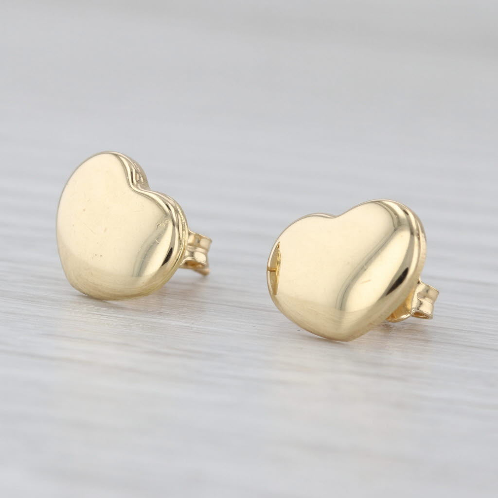 Puffy Heart Stud Earrings 14k Yellow Gold Studs
