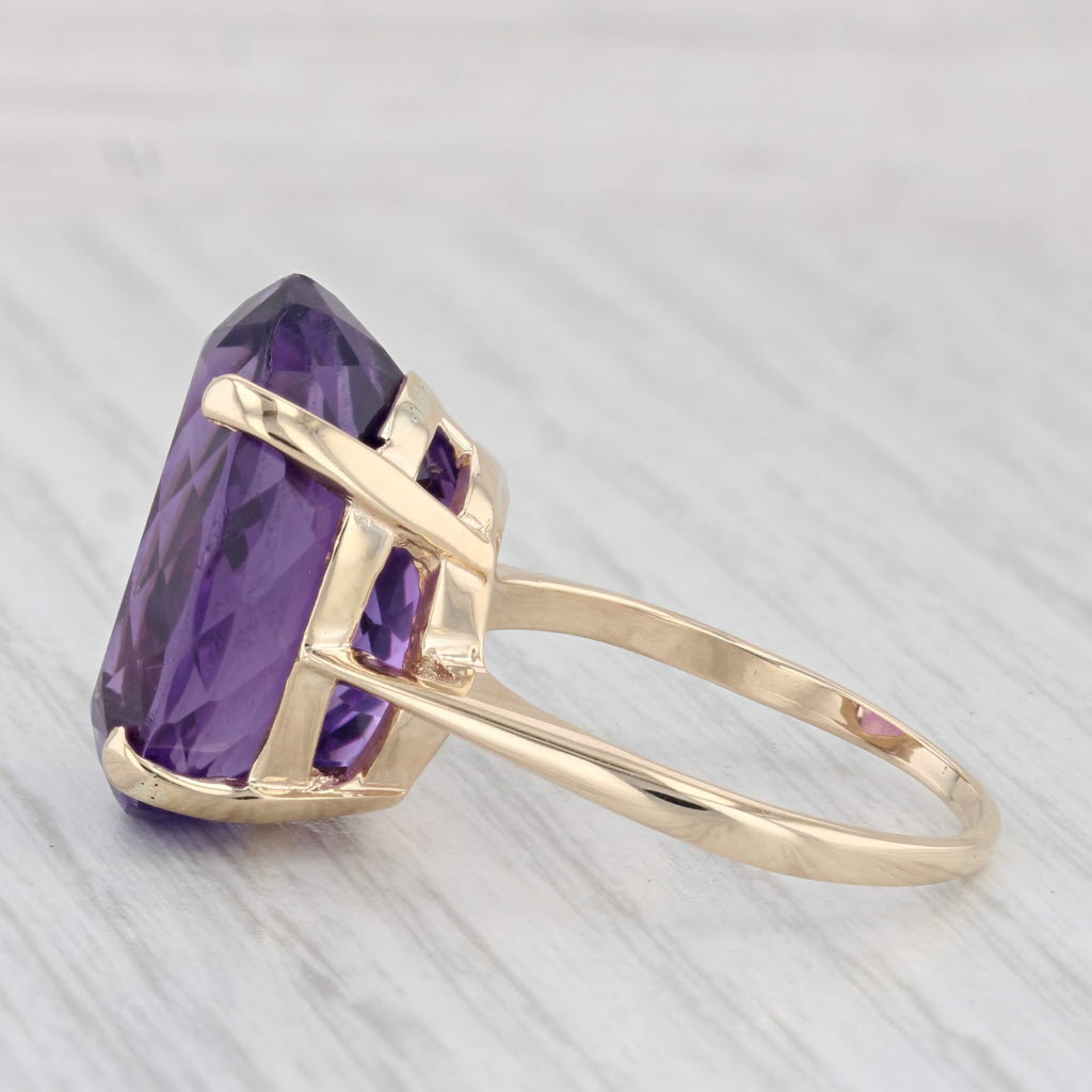 Light Gray 18ct Oval Amethyst Solitaire Ring 14k Yellow Gold Size 9 Cocktail