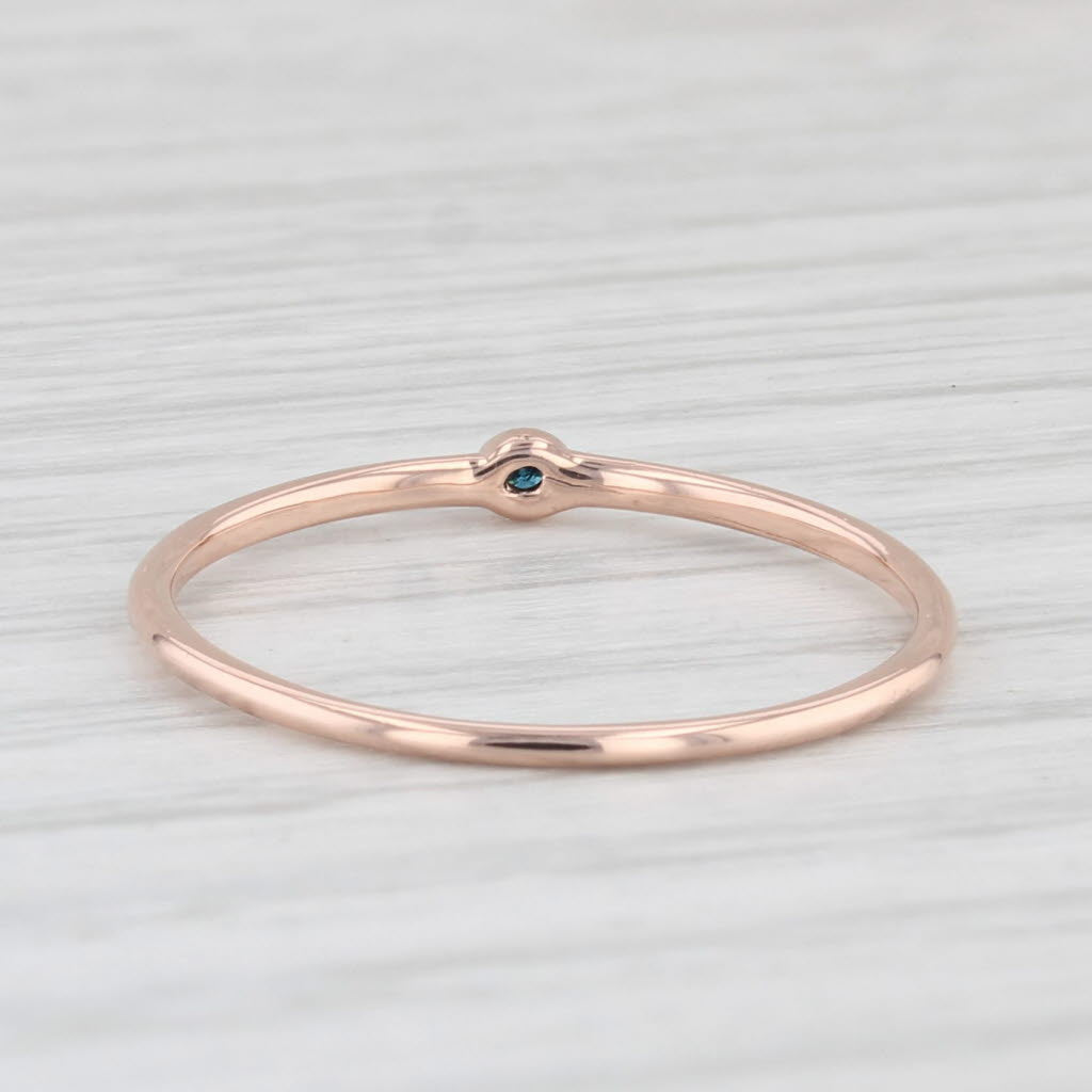 Light Gray Blue Diamond Solitaire Ring 14k Rose Gold Size 6 Stackable Band