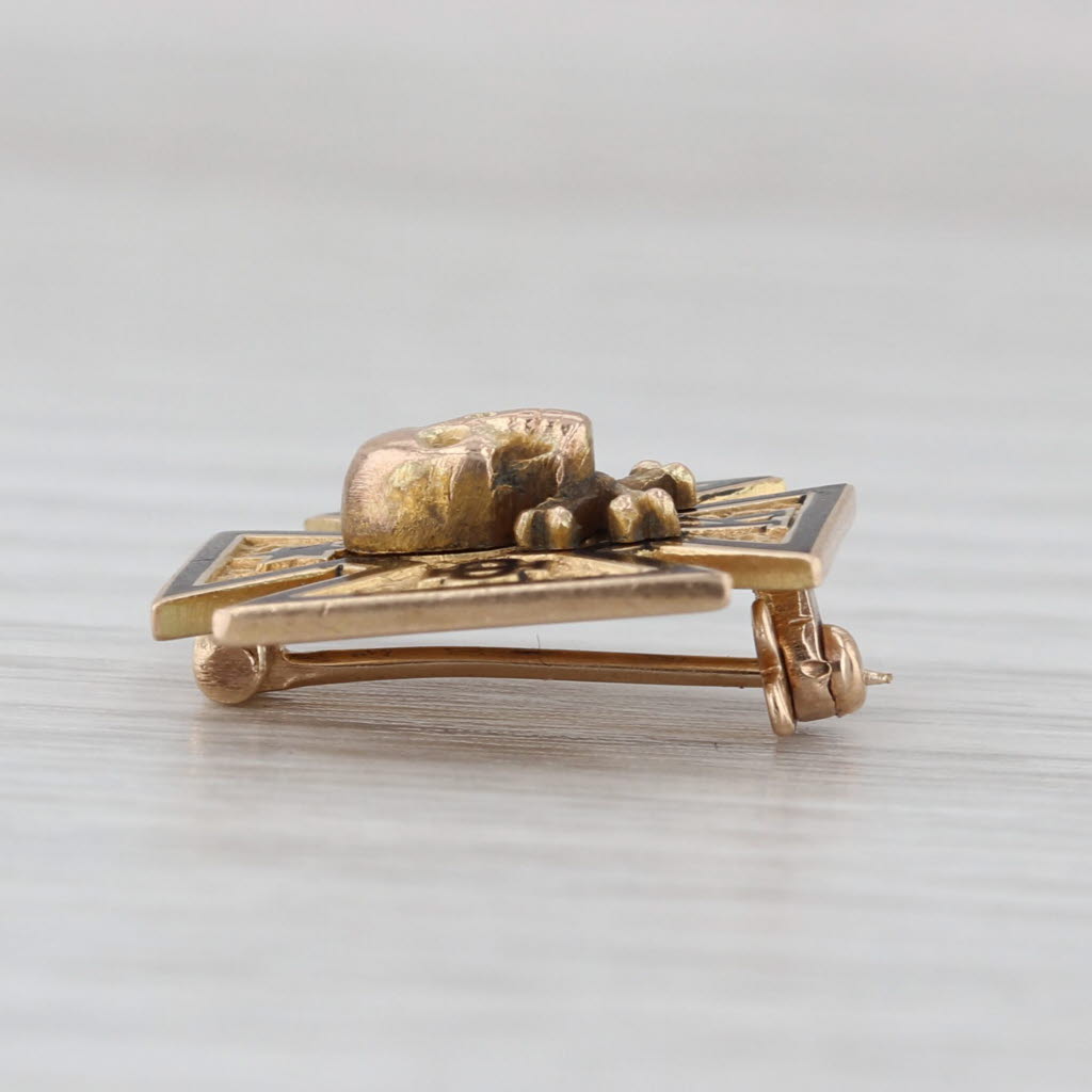 Large Sigma Phi Kappa Skull Cross Pin 10k Gold 1928 Greek Fraternity Badge