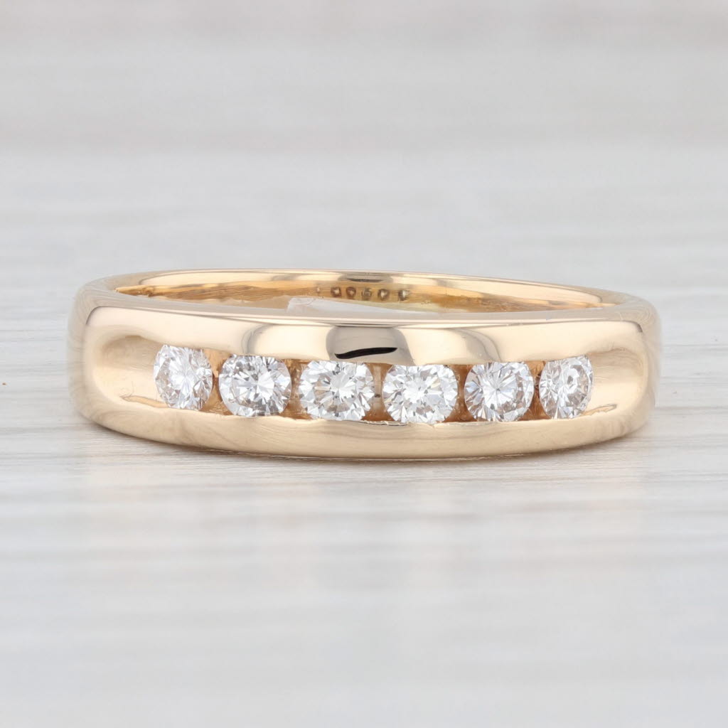 Light Gray 0.40ctw Diamond Wedding Band 14k Yellow Gold Size 8 Anniversary Ring Stackable