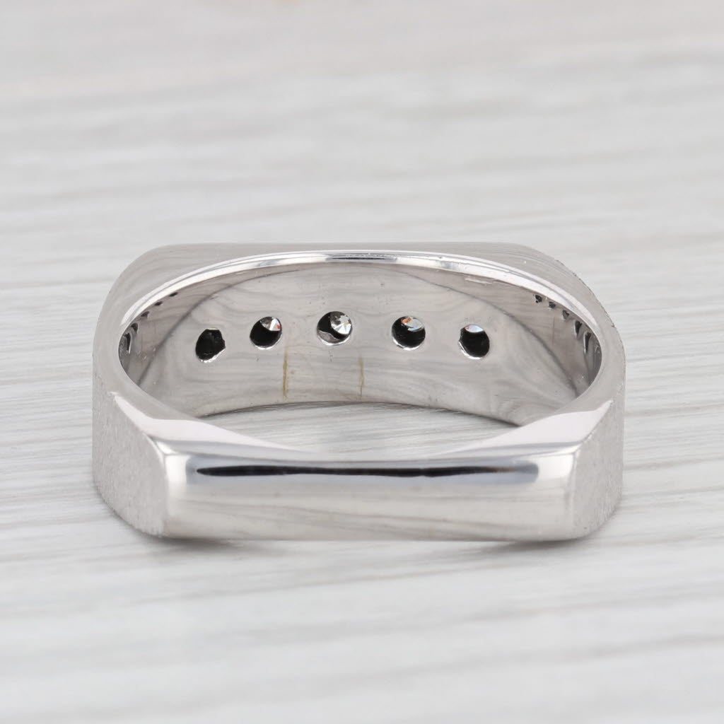 Light Gray 0.23ctw Diamond Men's Wedding Band 14K White Gold Size 10.5 Ring