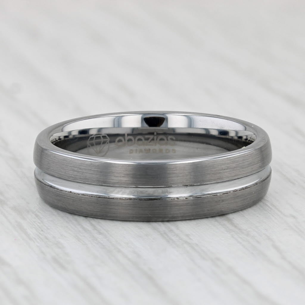 Light Gray Tungsten Men's Wedding Band Size 9.25 Ring