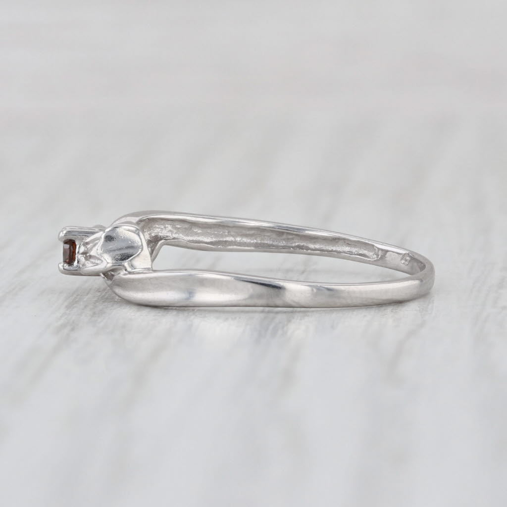 Orange Diamond Bow Ring 10k White Gold Size 8 Stackable