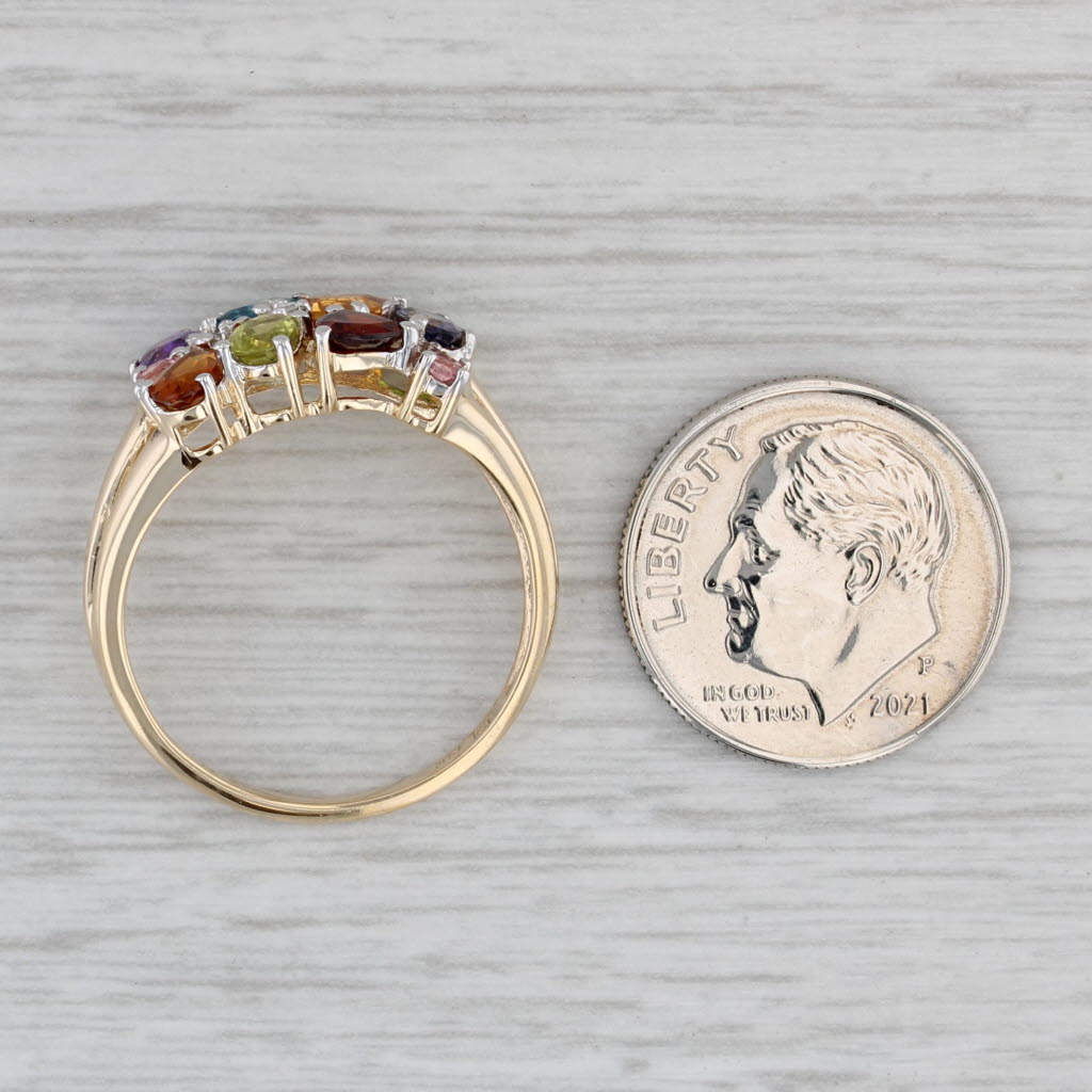 Gray 1.60ctw Gemstone Cluster Ring 14k Gold Citrine Garnet Peridot Topaz Amethyst