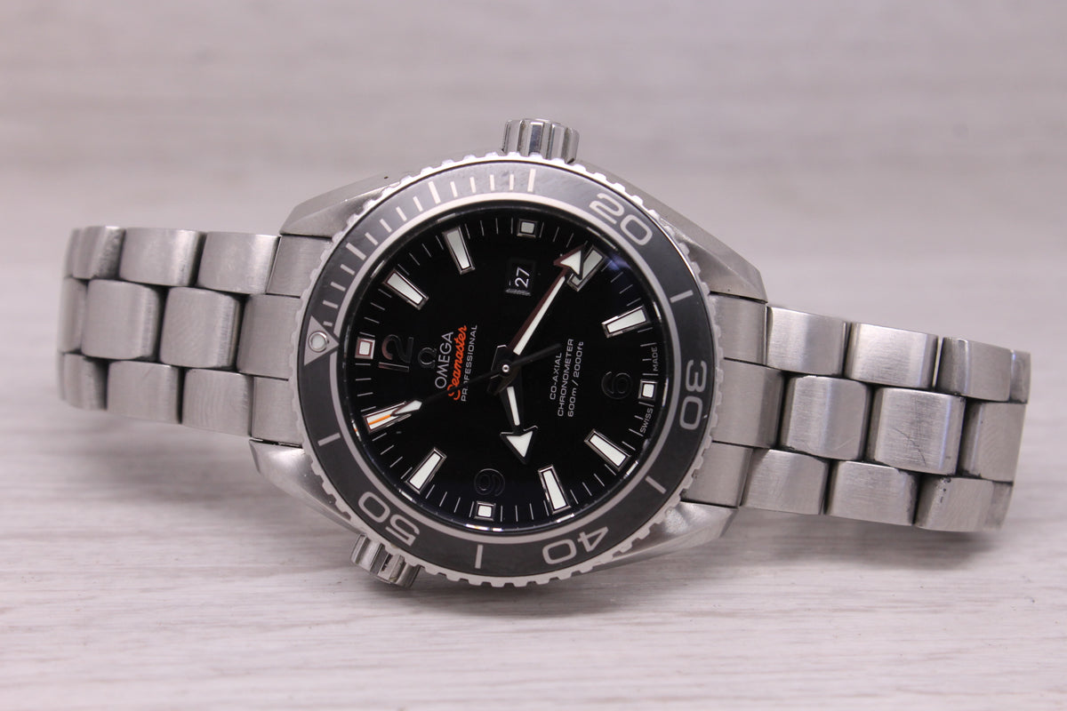 Omega Seamaster Planet Ocean Midsize 37.5mm Steel Automatic Diver Watch Box Card