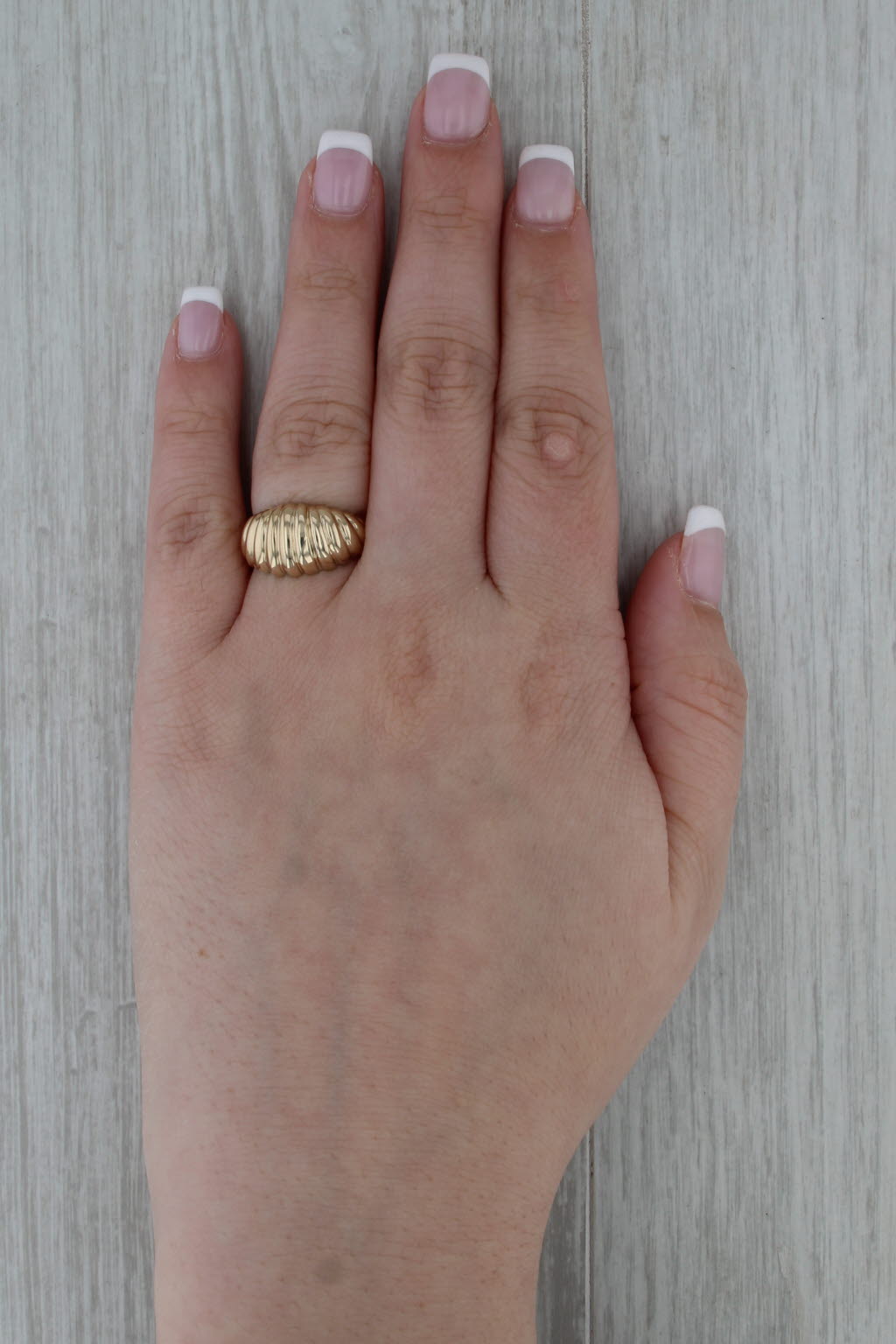Domed Beveled Croissant Ring 14k Yellow Gold Size 6.25