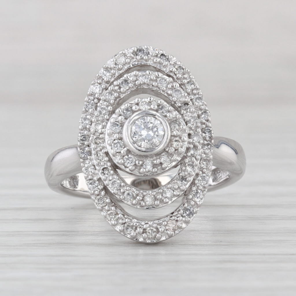 0.48ctw Diamond Halos Engagement Ring 14k White Gold Size 7.25