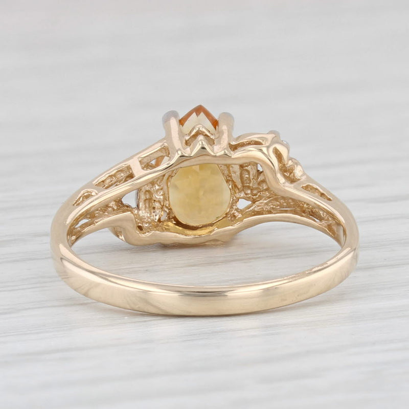 1ct Pear Citrine Solitaire Ring 10k Yellow Gold Size 7 Diamond Accents
