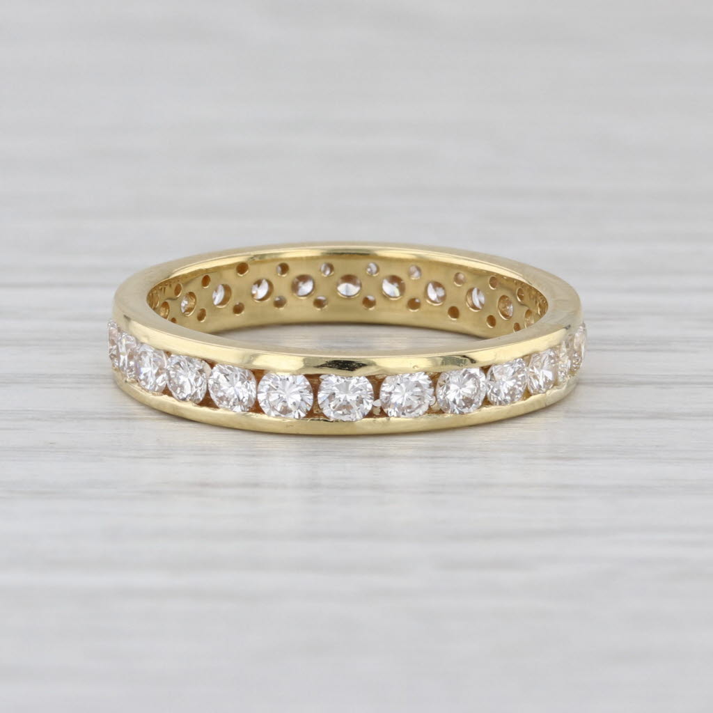 1.05ctw Diamond Eternity Band 18k Yellow Gold Stackable Anniversary Ring Size 8