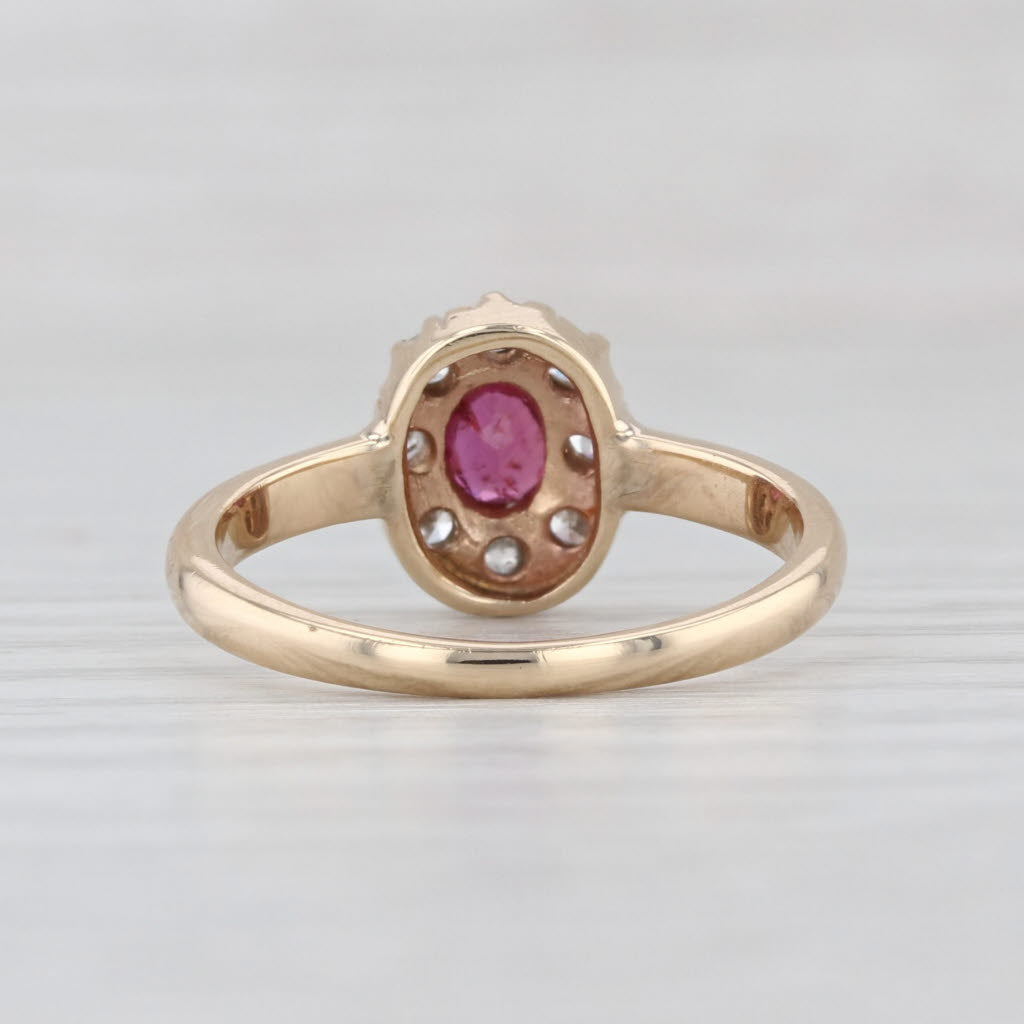 0.49ctw Ruby Diamond Halo Ring 14k Yellow Gold Size 6