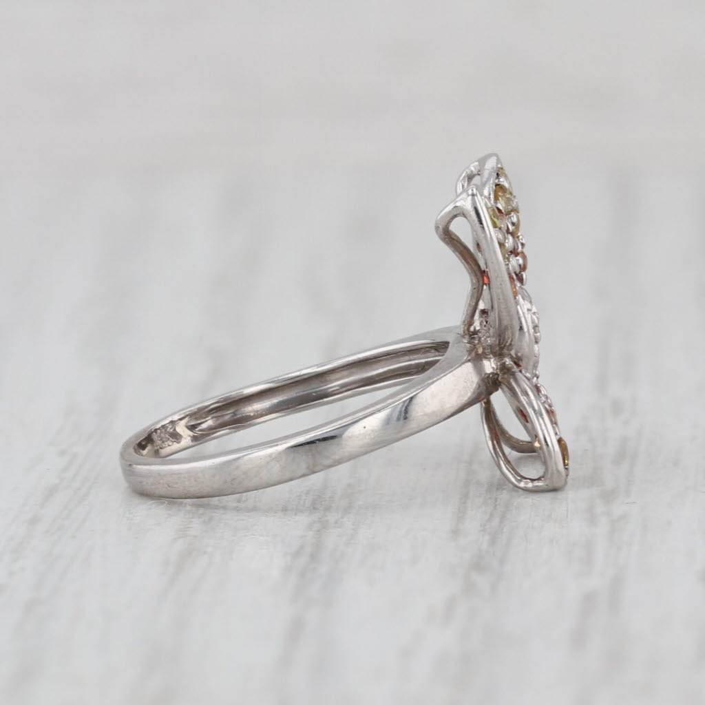 0.54ctw Sapphire Butterfly Ring 18k White Gold Size 4.25 Diamond Accents