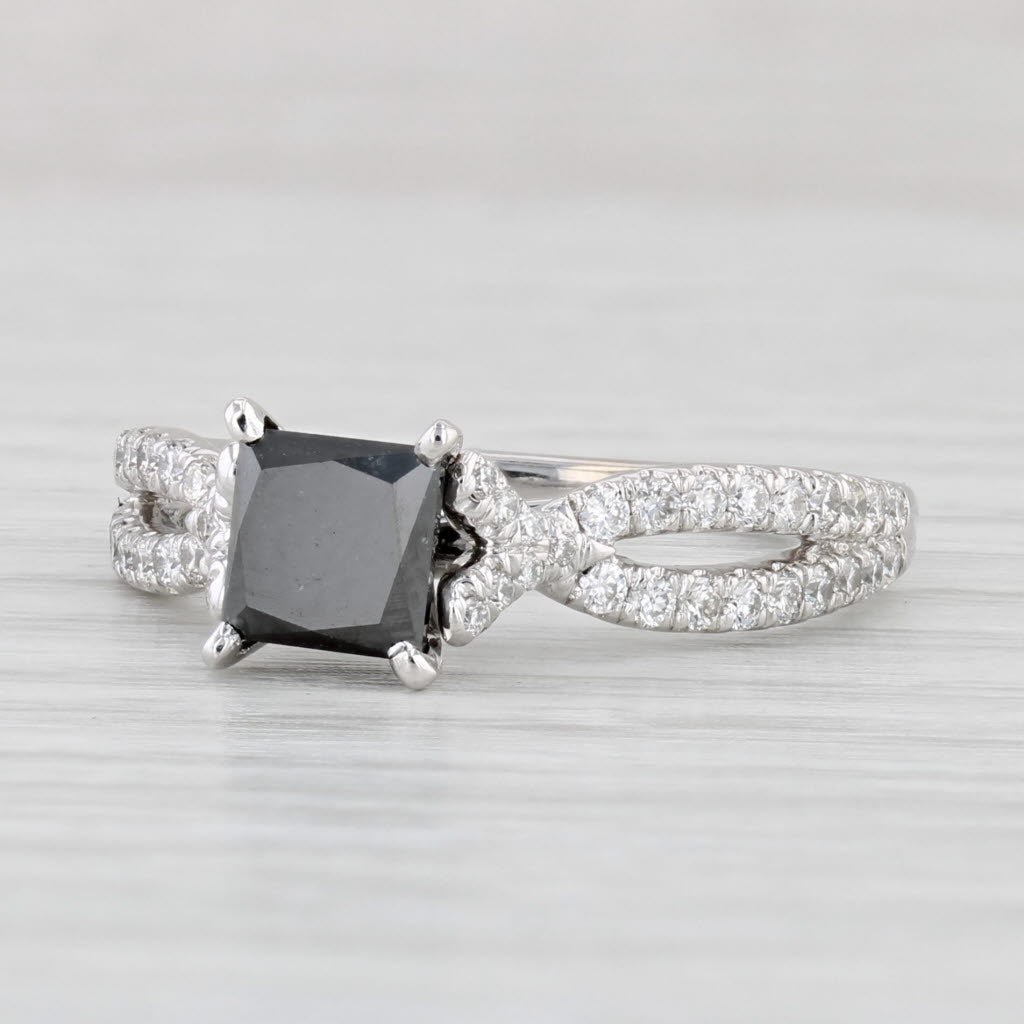 Light Gray 1.65ctw Black White Princess Diamond Ring 14k White Gold Sz 8 Engagement Gabriel