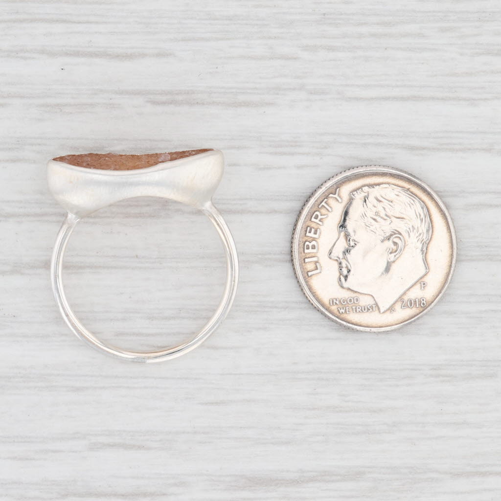 New Nina Wynn Sand Druzy Quartz Ring Size 7 Sterling Silver Solitaire