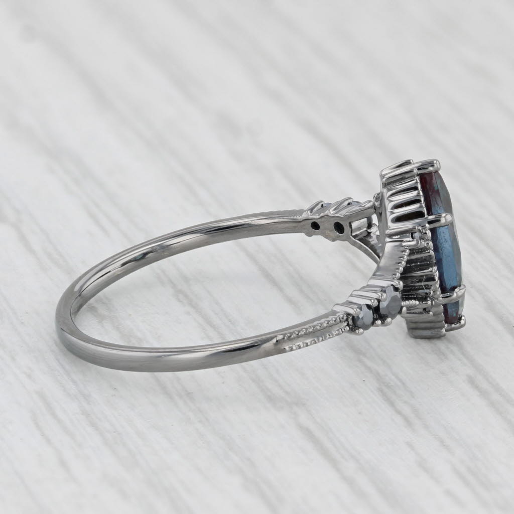 Light Gray Lab Created Alexandrite Simulated Black Diamond Gothic Ring 14k Gold Size 9-9.25