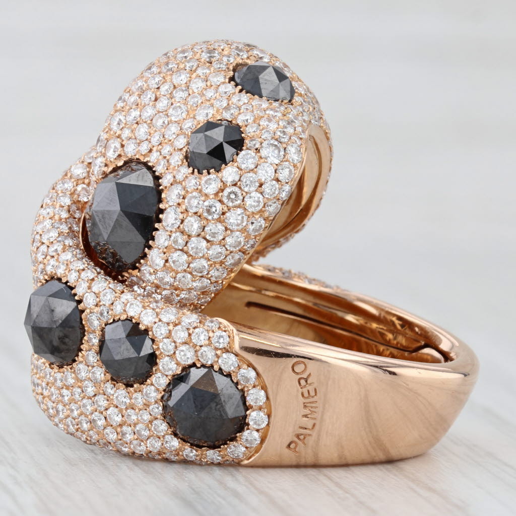 Palmiero 9.27ctw Black White Diamond Knot Ring 18k Yellow Gold Size 7 Cocktail